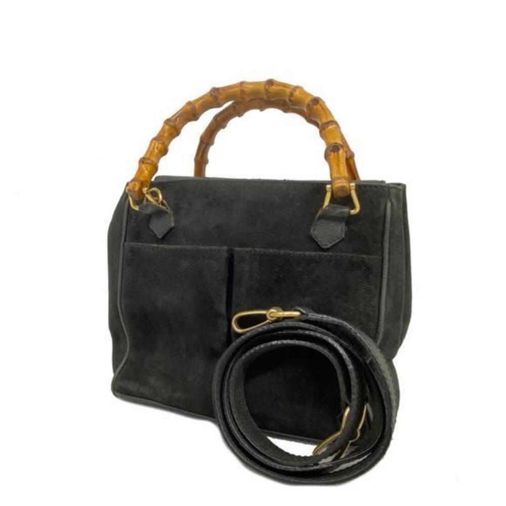 Gucci Handbag Bamboo 000 122 0316 Suede Black Women's